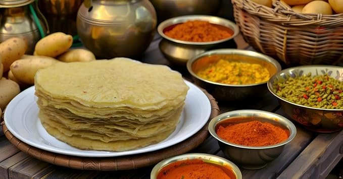 Banarasi Aloo Papad || 1kg + Free Ready to Fry Panipuri with Masala || Handmade in Banaras || Flat Bread potato Crisps || Gluten Free - Image 4