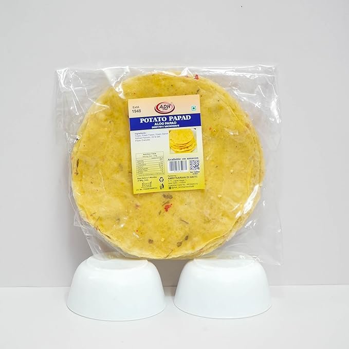 Banarasi Aloo Papad || 1kg + Free Ready to Fry Panipuri with Masala || Handmade in Banaras || Flat Bread potato Crisps || Gluten Free - Image 5