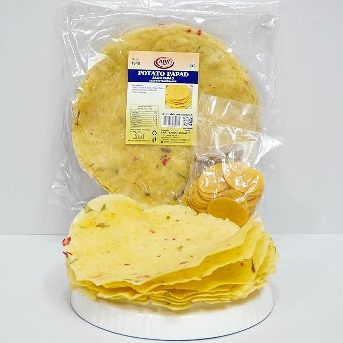 Banarasi Aloo Papad || 1kg + Free Ready to Fry Panipuri with Masala || Handmade in Banaras || Flat Bread potato Crisps || Gluten Free